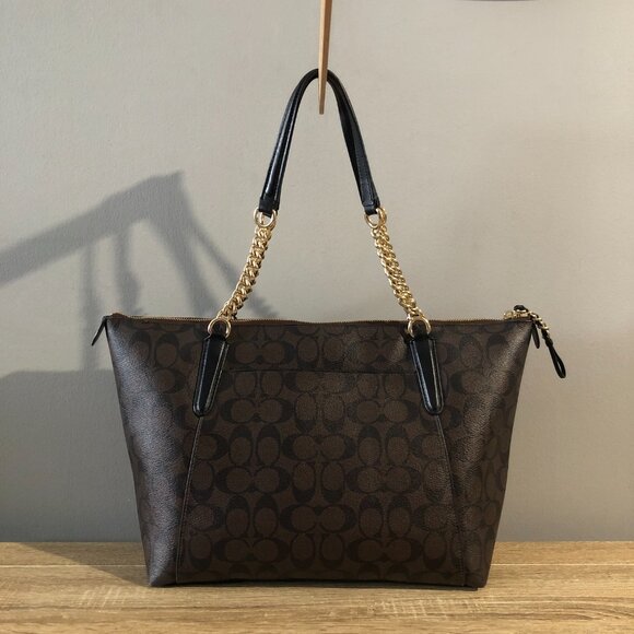 Coach Ava Chain in Signature Brown Black Shoulder Tote Bag MSRP $395 - Picture 2 of 15